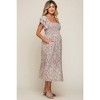 PinkBlush Cream Floral Flutter Maternity Midi Dress - 2 of 4