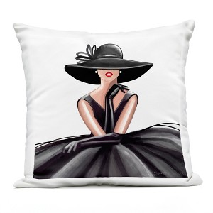 Stupell Industries High End Fashion Glam Pose Luxurious Black Dress Outdoor Decorative Throw Pillow, 18 x 18 - 1 of 3