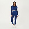 Anna-Kaci Active Women's Long Sleeve Seamless Crop Top with Ribbed Texture and Contour Panels - 3 of 4