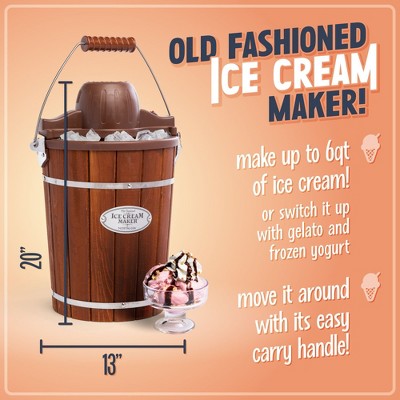 Nostalgia Dark Wood 6 Qt Automatic Ice Cream Maker