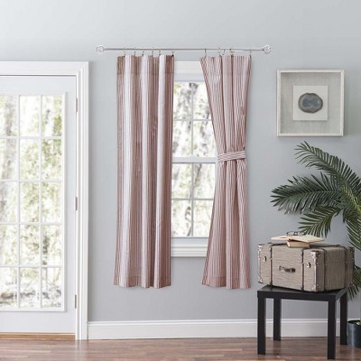 Brick Ticking Stripe Cotton Polyester Light-Filtering Curtains