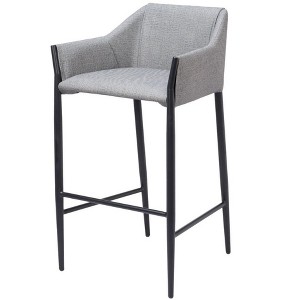 HomeRoots 30" Slate Gray And Black Fabric And Steel Bar Height Bar Chair - 1 of 4