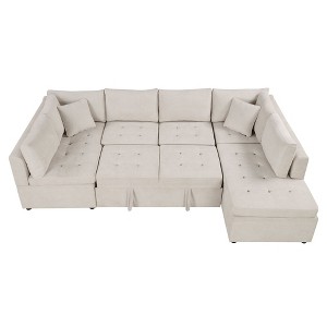 NicBex Modern 117.3" Pull Out Sofa Bed Chenille Convertible Sleeper Sofa with 2 Pillows for Living Room - 1 of 4