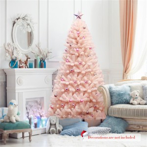 Pink Artificial Christmas Tree Hinged Full Fir Tree with  Metal Stand - 1 of 4