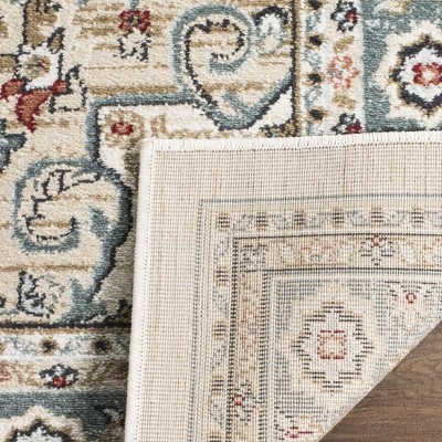 Cream and Beige Synthetic Traditional Runner Rug