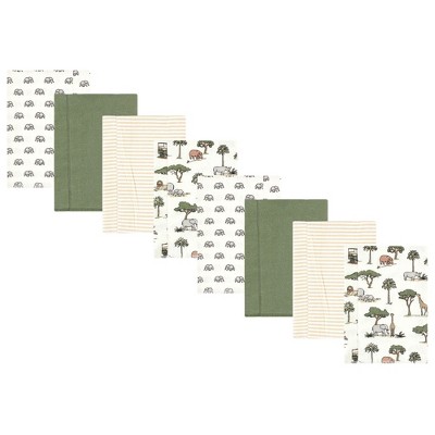 Image of Hudson Baby Boys Cotton Poly Flannel Burp Cloths 8-Pack, Going On Safari, One Size
