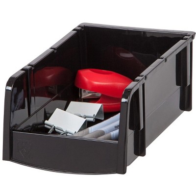 IRIS USA 12 Pack X-Small Plastic Open Front Stackable Storage Bin, Black