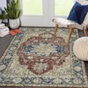 2 x 6 ft Polyester Blue Rectangular Hallway Bathroom Entryway Kitchen Office Foldable Flower Printed  Washable Area Rug - 4 of 4