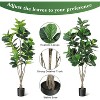 Fiddle Leaf Fig Artificial Tree Faux Floor Plant with Black Planter Pot, Potted Fake Fiddle Leaf Fig Tree for Indoor Outdoor Home Office Decor - 3 of 4