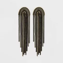 SUGARFIX by BaubleBar Chain Fringe Statement Earrings - Black