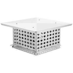 304 Stainless Steel Chimney Cap Cover - Adjustable Fireplace Flue Vent Top with Metal Strips, Screws & Gloves Included - 1 of 4
