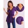 INSPIRE CHIC Women's Summer Front Knotted V Neck Short Sleeve Pullover Tunic Tops - 2 of 4