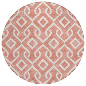 Salmon And Ivory Geometric Washable Indoor Outdoor Area Rug - 1 of 4