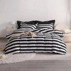 3 Piece Duvet Cover Set, Queen Size, Reversible Zipper with 4 Corner Ties and 2 Pillow Shams, Black and White Striped Printed - 2 of 4