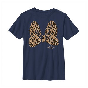 Boy's Disney Minnie Mouse Cheetah Print Bow Signature T-Shirt - 1 of 3