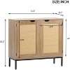 Sideboard Buffet Cabinet Kitchen Accent Storage Cabinet With Rattan Doors For Dining Room, Living Room, Bar, Hallway - 2 of 4