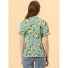 INSPIRE CHIC Women's Ruffled Short Sleeve Floral Mock Neck Summer Top - 4 of 4