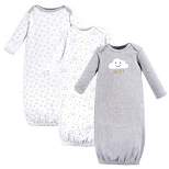 Hudson Baby Infant Cotton Long-Sleeve Gowns 3pk, Gray Clouds, 0-6 Months