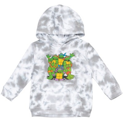 Teenage Mutant Ninja Turtles TMNT Leonardo Michelangelo Raphael Toddler Boys Fleece Pullover Hoodie Tie Dye Light Gray 2T