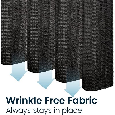 Black Waffle Weave Polyester Shower Curtain with Grommet Top, 72" x 72"