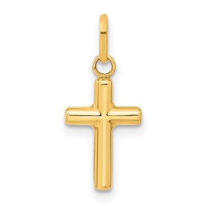 Black Bow Jewelry 14k Yellow Gold Small Hollow Polished Cross Charm or Pendant, 10x25mm - 1 of 4