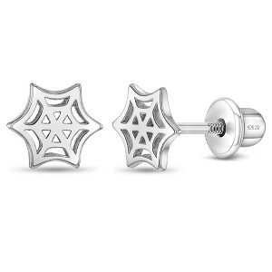 Girls' Tangled Spiderweb Screw Back Sterling Silver Earrings - In Season Jewelry - 1 of 4