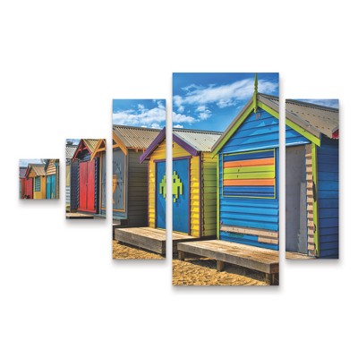 Trademark Fine Art Martin Fine Photography Beach Huts 01 5 Piece Panel Set Art