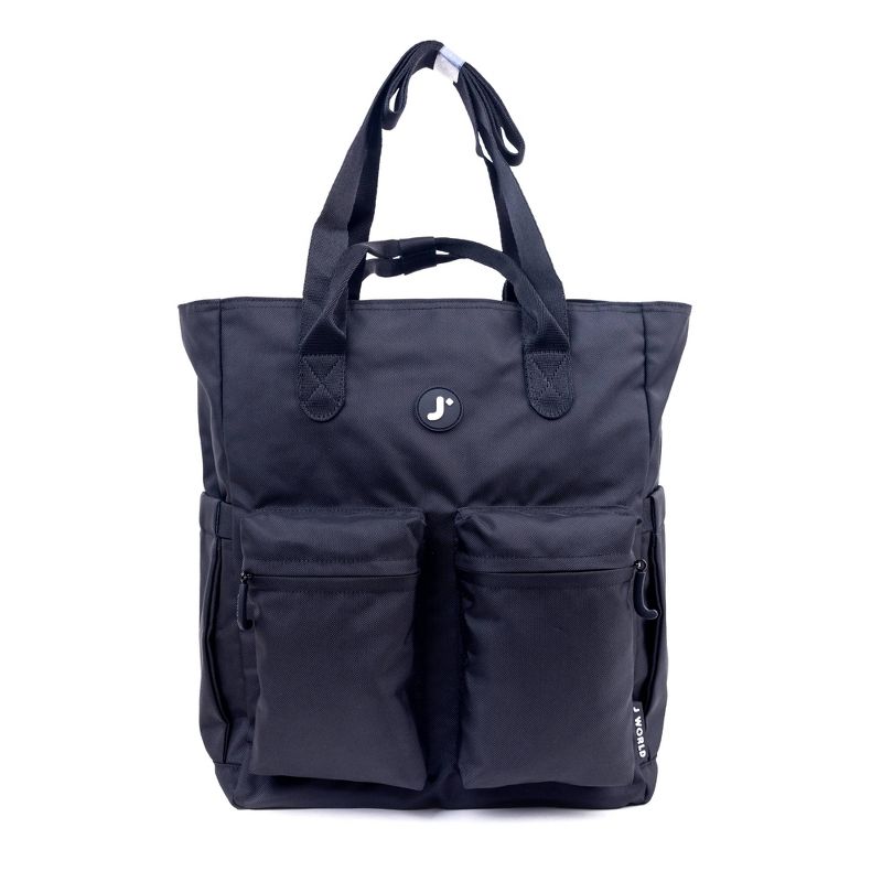 JWorld Timo12&#34; Tote - Black: Gender Neutral Work Bag, Recycled Water Resistant, Adjustable Strap, 1 of 6