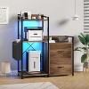 38" File Cabinet with Charging Station, Large 3-Tier Printer Table with Storage Shelf & Drawers,Office Desk Organizer for Fax Machine, Shredder - 4 of 4