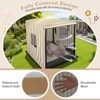 Costway Kids Wooden Sandbox with Canopy Mesh Door Windows Bench Seats Foldable Storage Box - 2 of 4