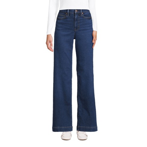 Lands' End Women's Petite Recover High Rise Wide Leg Blue Jeans - 16 ...