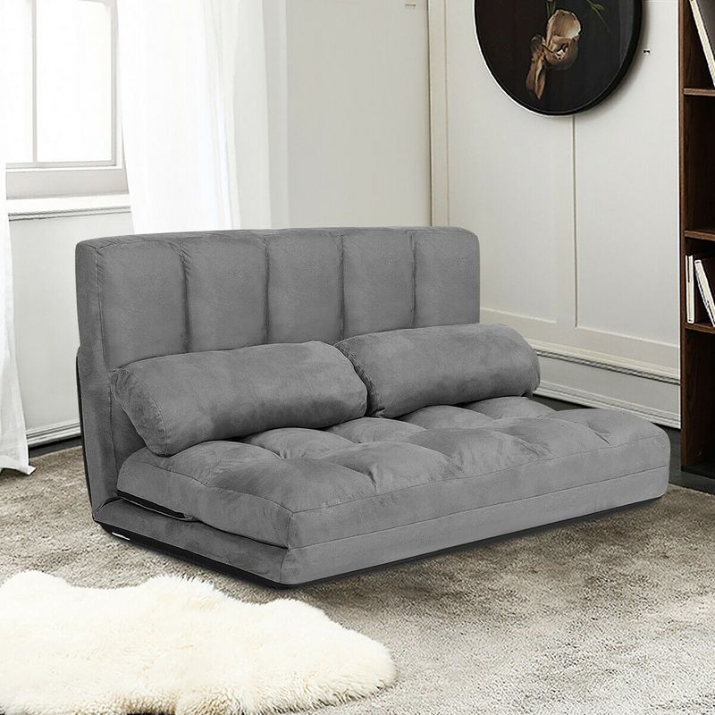 Costway Foldable Floor Sofa Bed 6-Position Adjustable Lounge Couch with 2 Pillows Blue\Beige\Grey\Black, 2 of 11