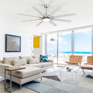 Gulches 52-Inch Smart Ceiling Fan With Lights 6 Wind Speed With 8 Black ABS Blades Voice Remote Fan For Bedroom etc - 1 of 4