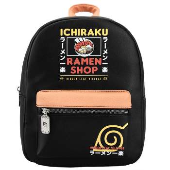 Naruto Akatsuki Sasuke Red Cloud Faux Saffiano Leather Mini Backpack Bag 