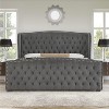 AMERLIFE Platform Bed Frame, Velvet Upholstered Bed with Deep Button Tufted - 3 of 4