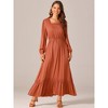 Seta T Women's Boho Long Sleeve Square Neck Elastic High Waist A-Line Maxi Dress with Pockets - 3 of 4