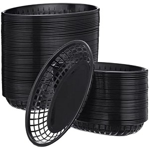 Aoibox 100 Pcs Reusable Plastic Fast Food Baskets for Serving Fries, Burgers, Bread, Hot Dogs, and Snacks - Ideal for Restaurants,Parties,and Home Use - 1 of 4