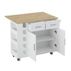 Grungis Kitchen Island Cart with Drop Leaf Countertop,Kitchen Island on Wheels with Tower Rack & 3 Drawesr,Island Table for Kitchen - 4 of 4