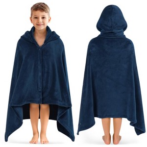 PAVILIA Coral Fleece Hooded Towel For Kids Toddler, After Shower Wrap for Beach Pool Swimming, Boys Girls 3-8 Years - 1 of 4