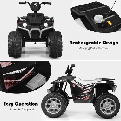 12V Black Kids Quad Ride On ATV with LED Lights