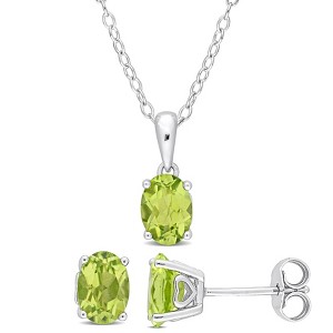 EVERLY JEWELRY | Sterling Silver Created Gemstone and Multiple Gemstones 2-Piece Set of Pendant with Chain and Earrings. - 1 of 3