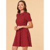 Allegra K Women's Heart Dots Print Short Sleeve A-Line Peter Pan Collar Mini Dress - 4 of 4