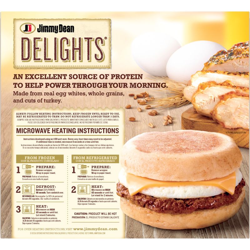 Jimmy Dean Delights Turkey Sausage, Egg Whites, & Cheese Frozen English Muffin - 4ct, 3 of 11