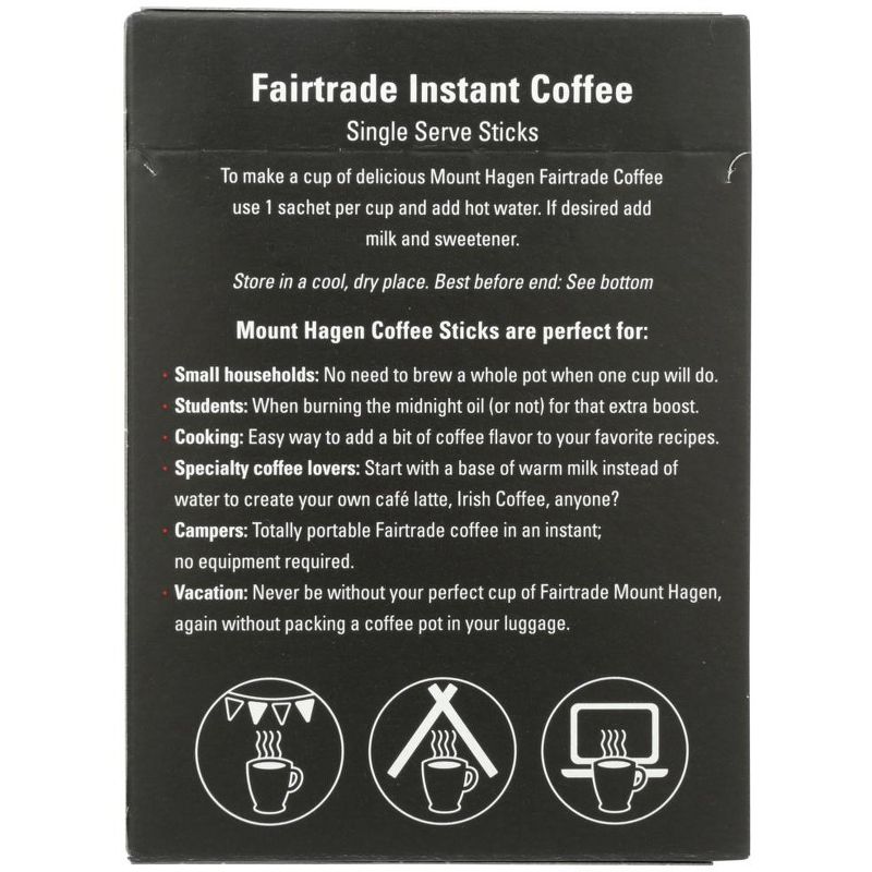 Mount Hagen Organic Instant Coffee - Case of 8 Boxes/25 Single Serve Sticks/1.76 oz, 3 of 6