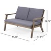 ONWITH Temecula Outdoor Acacia Wood 4-Seater Chat Set_Loveseat&Coffee Table&2 Club Chairs - 4 of 4
