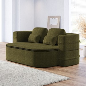 KWPZQEB 2-in-1 Folding Sofa Bed, Convertible Sleeper Chair with 4 Pillows and Blanket, Chenille Floor Folding Bed Lounge Sofa for Living Room - 1 of 4