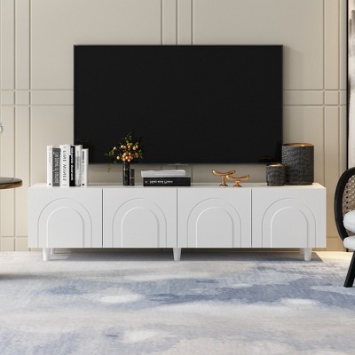 FUFU&GAGA Simple white TV Console, Curved Design Fashionable and Beautiful, Spacious Storage Practical and Convenient