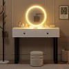 Coucheta 49" Vanity Desk with LED Mirror - Makeup Table with 3 Light Colors, 2 Drawers & Adjustable Brightness - 3 of 4