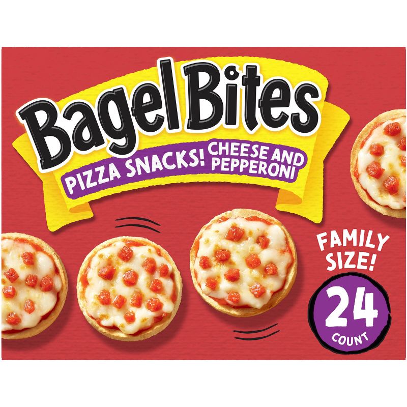 Bagel Bites Cheese &#38; Pepperoni Mini Pizza Bagel Frozen Snacks - 18.6oz/24ct, 1 of 16