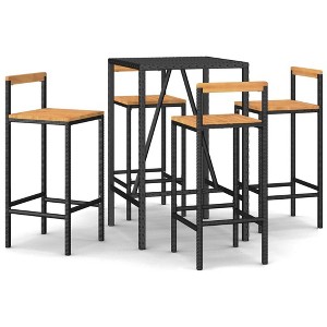vidaXL Garden Bar Set Black Poly Rattan Medium Tough Garden Bar Set - Black 27.6" Table Length 4 - 1 of 4